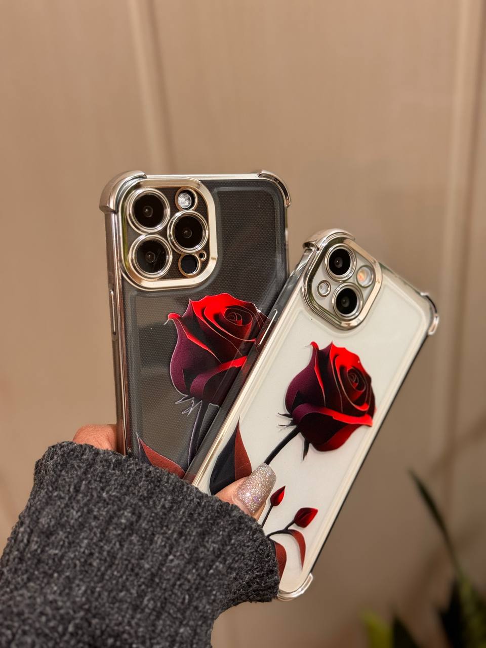 قاب گوشی آیفون گل رز قرمز