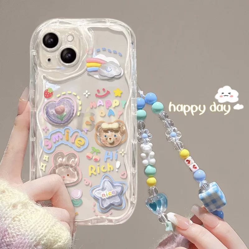 قاب گوشی آیفون hi smile rich همراه با اویز