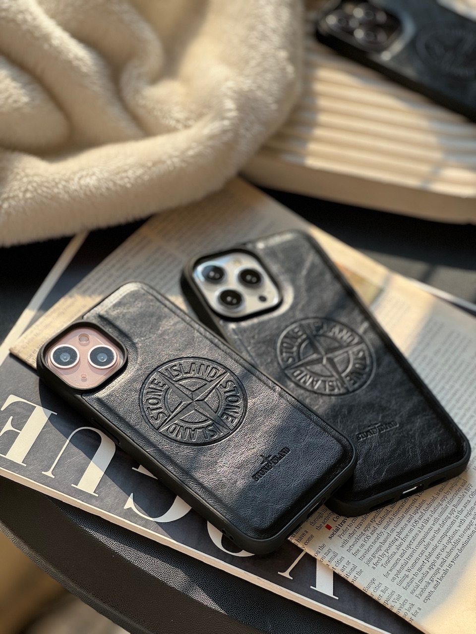 قاب موبایل آیفون Stone Island چرمی