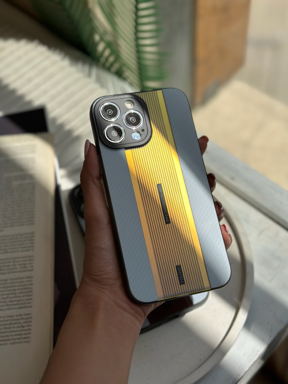 قاب گوشی Porsche design carbon edition سفید آیفون