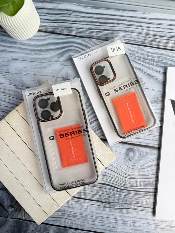 قاب گوشی آیفون orange lens استند شو با محافظ لنز