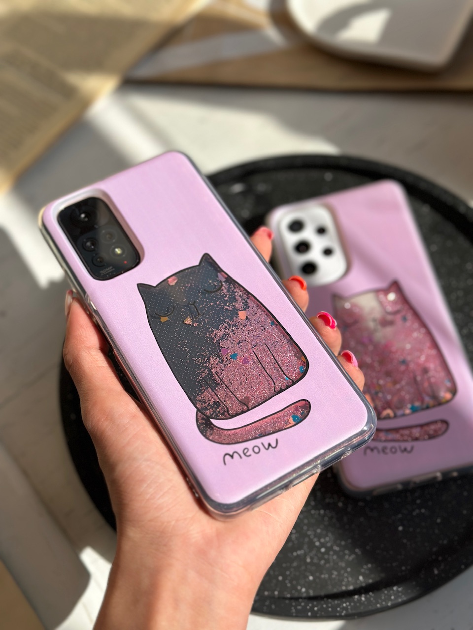 قاب گوشی گربه صورتی آکواریومی Meow آیفون