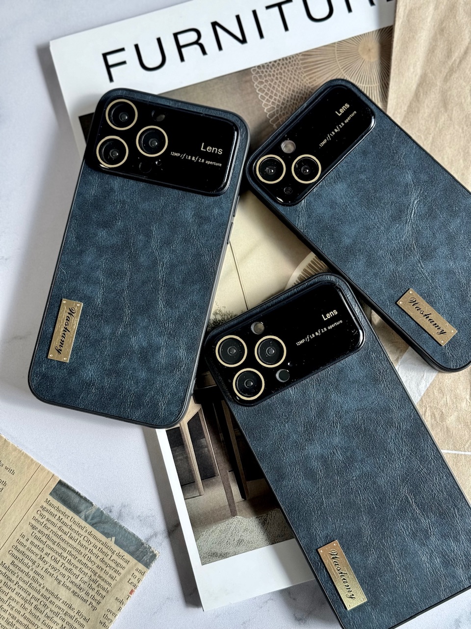 قاب گوشی آیفون Black Leather Lens