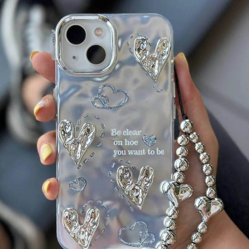 کاور گوشی آیفون Silver Heart همراه با اویز