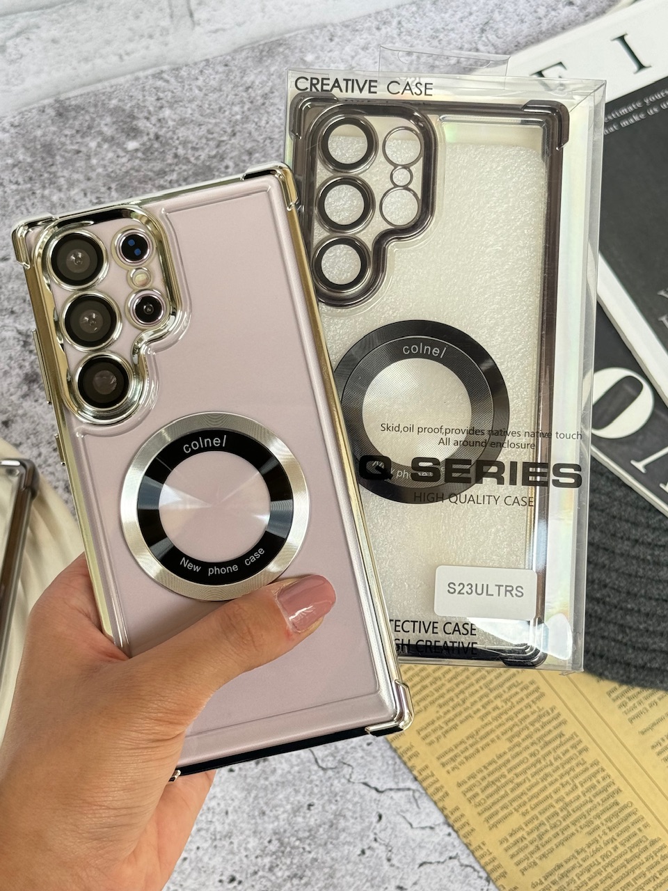 قاب موبایل سامسونگ ایربگ دار Magsafe با گلس لنز سری S