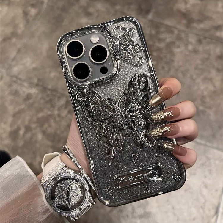 قاب موبایل آیفون Silver Butterfly