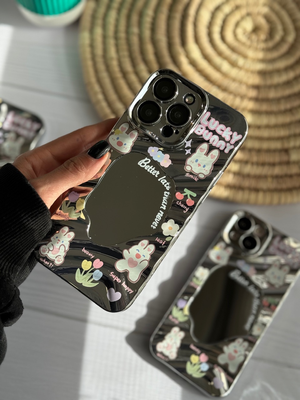 قاب موبایل آیفون Lucky Bunny کرومی آینه دار
