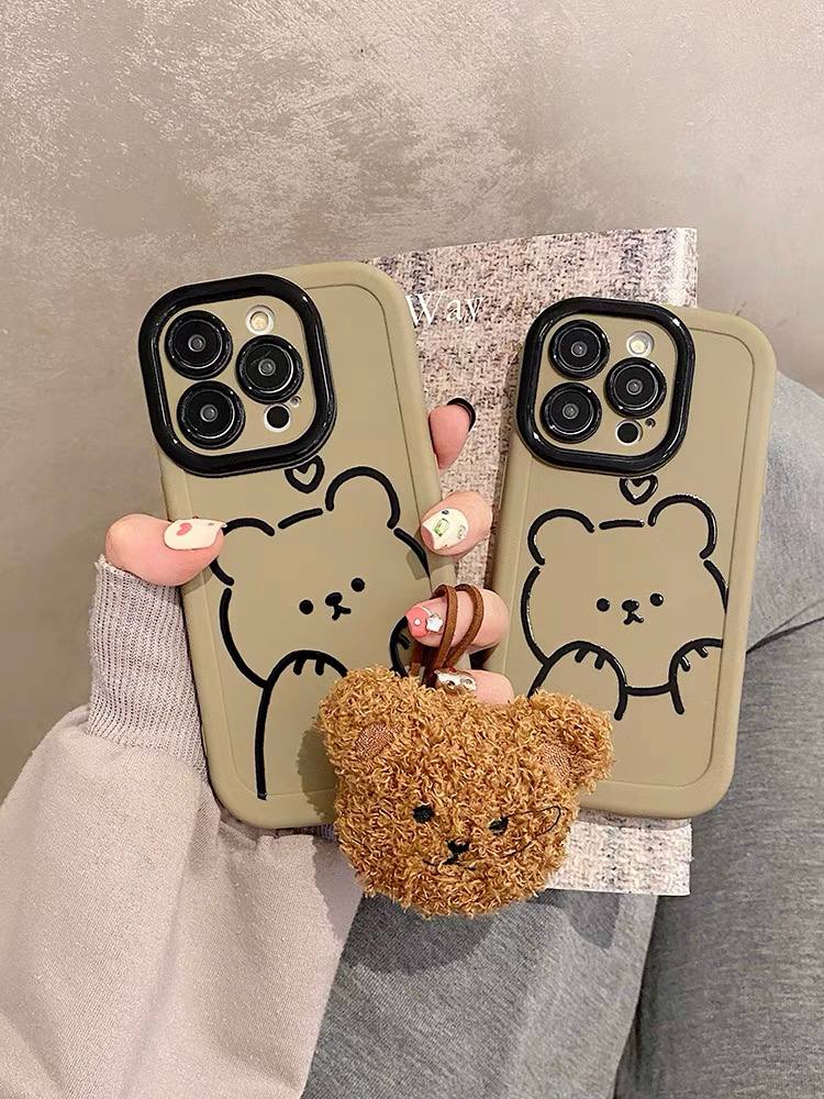 قاب گوشی آیفون Bear Love همراه با آویز تدی